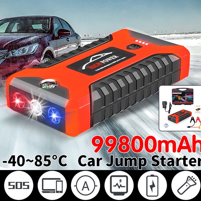จั๊มสตาทรถยนต์ 99800mAh 2in1 จั๊มสตาร์ท แบตเตอรี่กู้ภัยพกพาได้ เครื่องชาร์จรถยนต์แบบพกพา Car Jump Starter ไดสตาร์ทรถยนต์