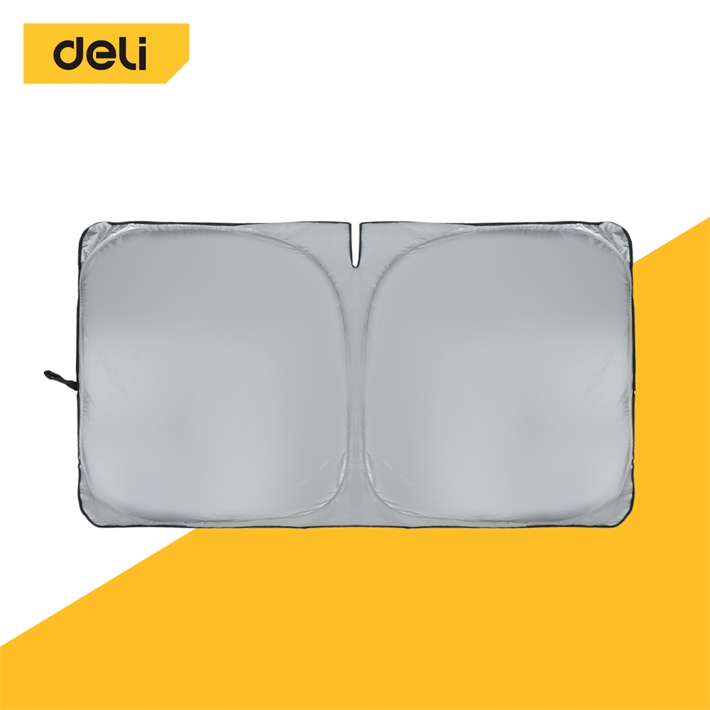 Deli ม่านบังแดดรถยนต์ ที่บังแดดรถยนต์ ป้องกัน UV ลดความร้อน พับเก็บสะดวก สำหรับรถทุกรุ่น Sunshade